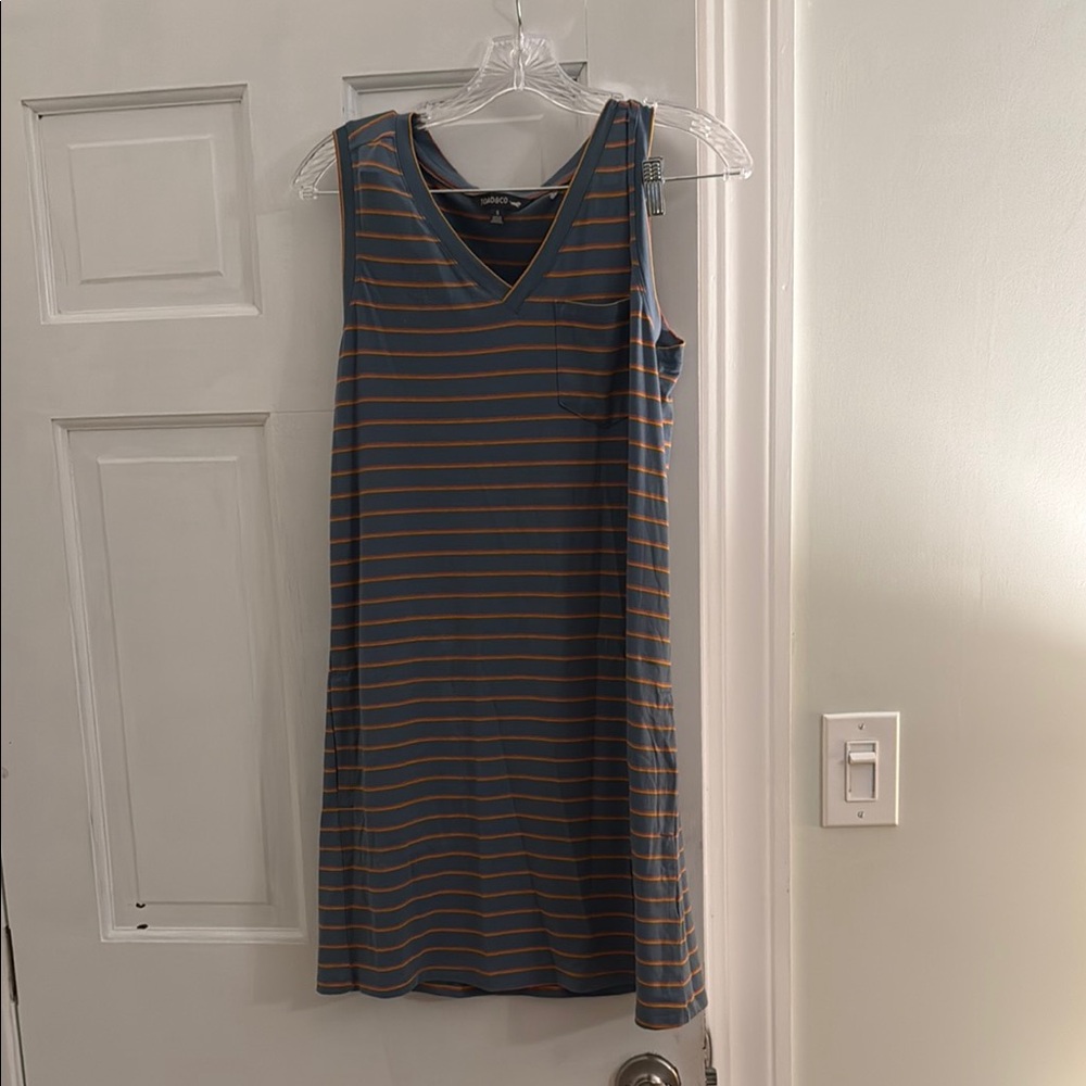 Toad&Co. Blue and Brown Striped Dress